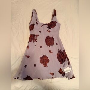 ASOS Floral Mini Dress in White and Brown